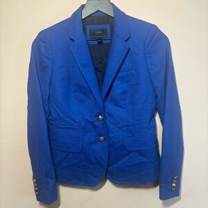 J.Crew Schoolboy Blazer Size 2 | 100% Wool Cobalt Blue Gold Crest
